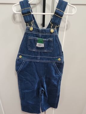 NWT Liberty Navy Blue Denim Overalls with Green Accent 24M